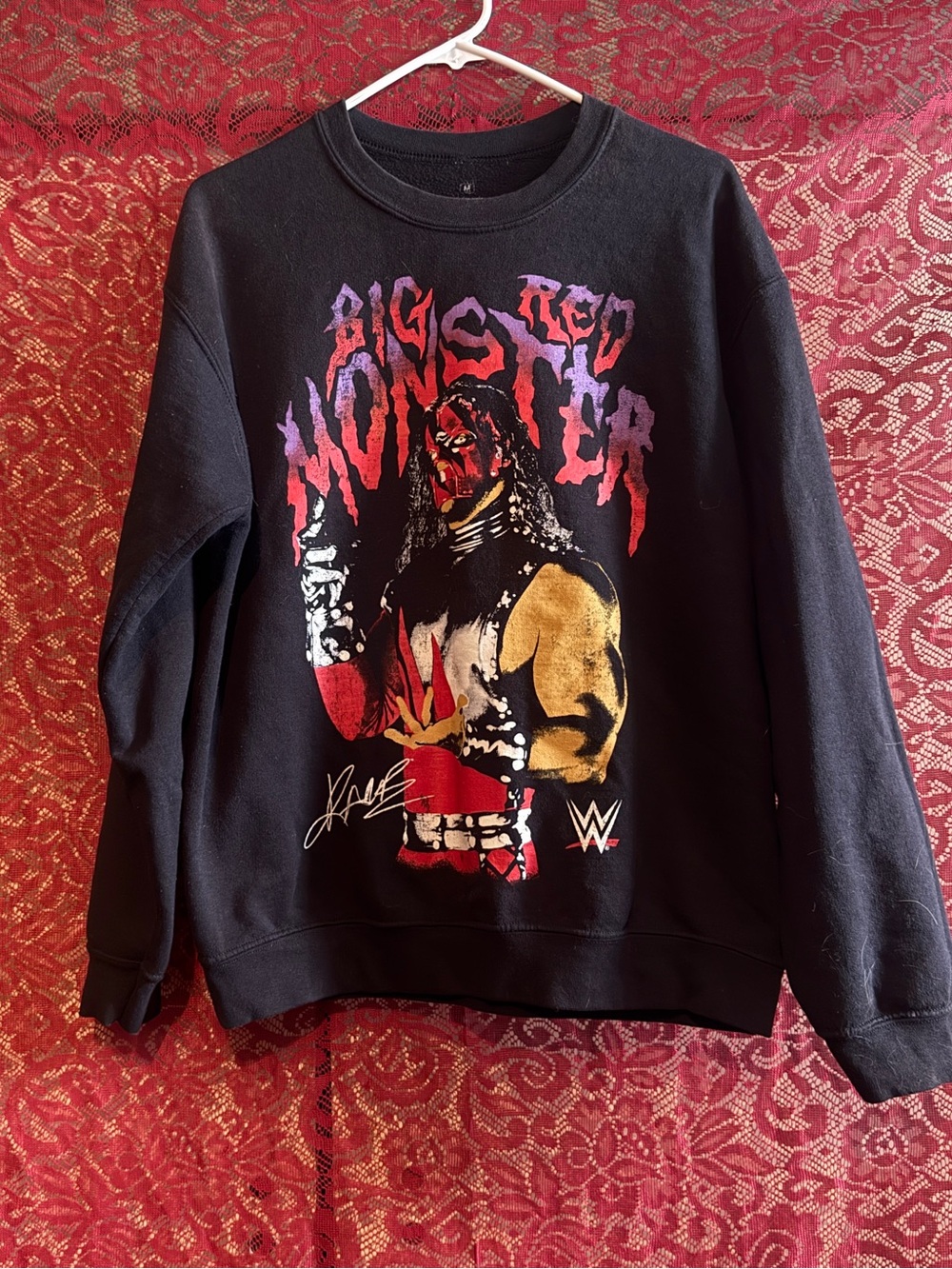 WWE Kane Big Red Monster Sweatshirt Mens Medium Black Vintage Style Graphic